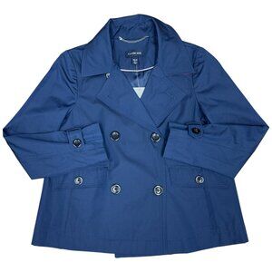 NWT Women's LANDS'‎ END Short Peacoat Trench Jacket Navy | Size 2-4
